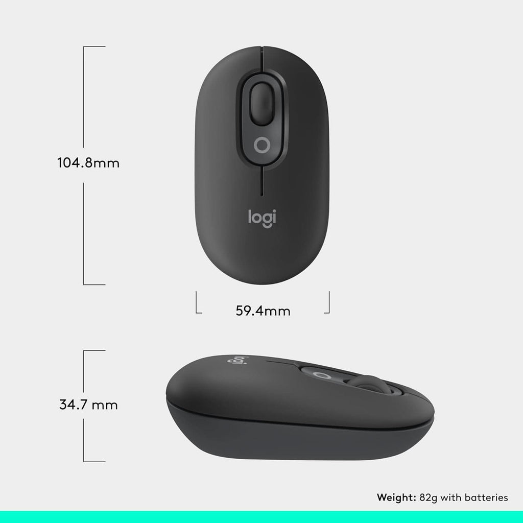 LOGITECH POP ICON COMPACT AND PORTABLE WIRELESS BLUETOOTH MOUSE - GRAPHITE – TechCure India