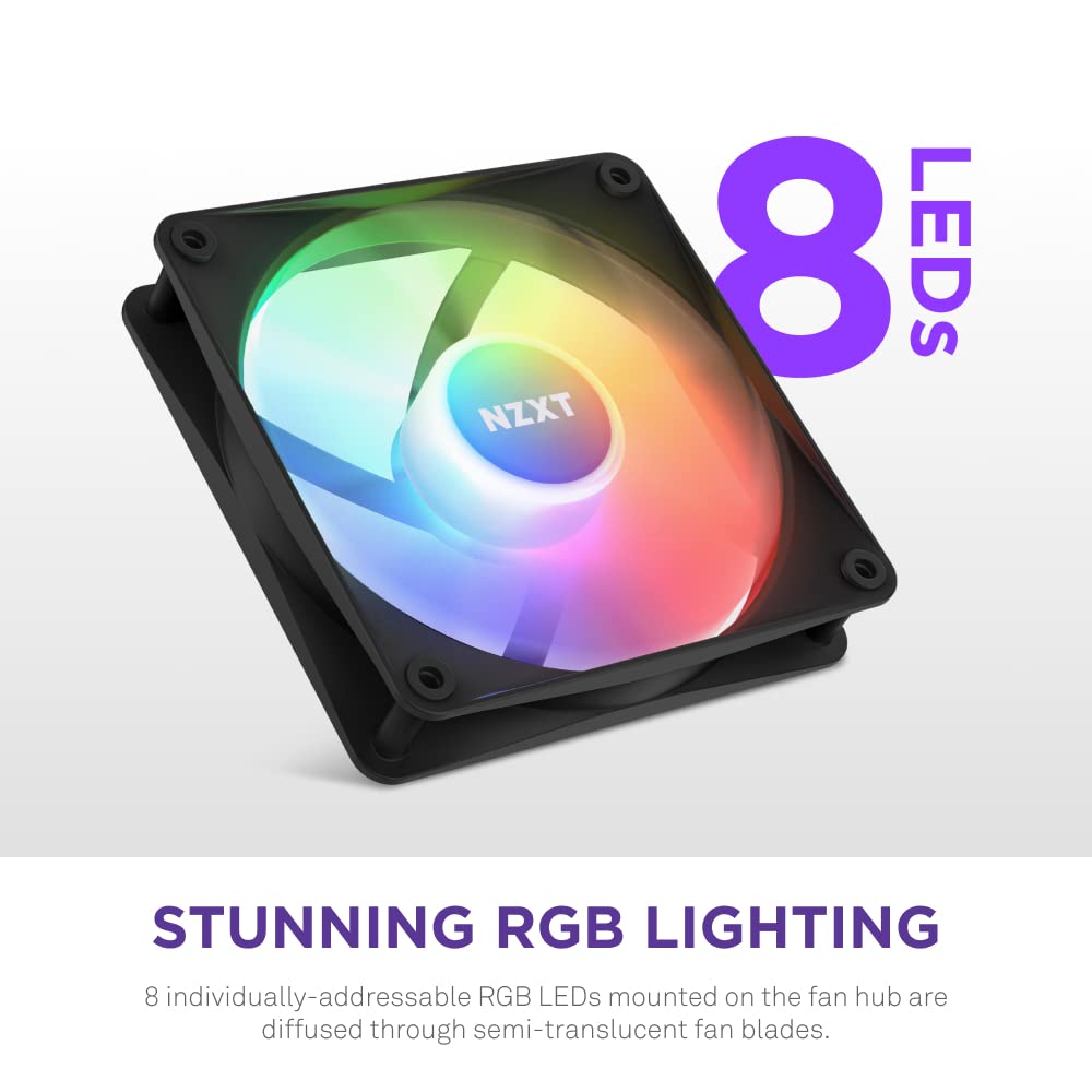 NZXT F120 RGB CORE 120MM CABINET FAN BLACK TRIPLE PACK (RF-C12TF-B1) – TechCure India