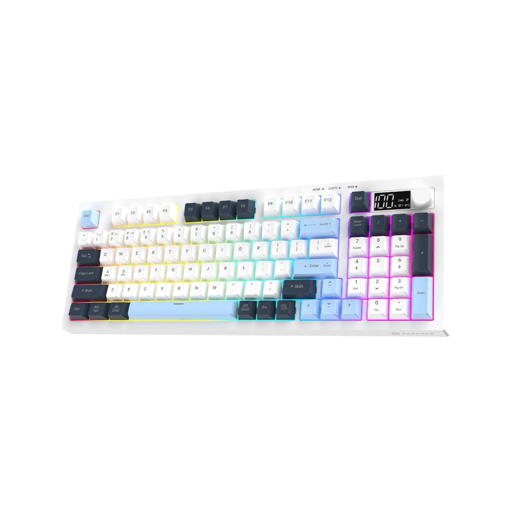 KARNAGE Visage 95 96% Tri-Mode Mecha-Membrane RGB Wireless Gaming Keyboard ( White / Blue ) ( Mecha-Membrane ) ( WLKM-063-WB ) – TechCure India