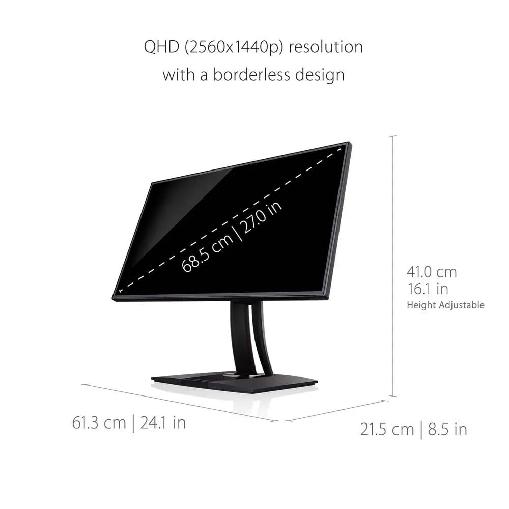 VIEWSONIC 68.58 CM (27") COLORPRO PROFESSIONAL 2K QHD IPS MONITOR FOR PHOTOGRAPHY, GRAPHIC DESIGN, DELTA-E,100% SRGB, ADVANCE ERGONOMICS, TYPE-C 65W CHARGE BACK, HDMI, DP, 113% SRGB -VP2768A – TechCure India