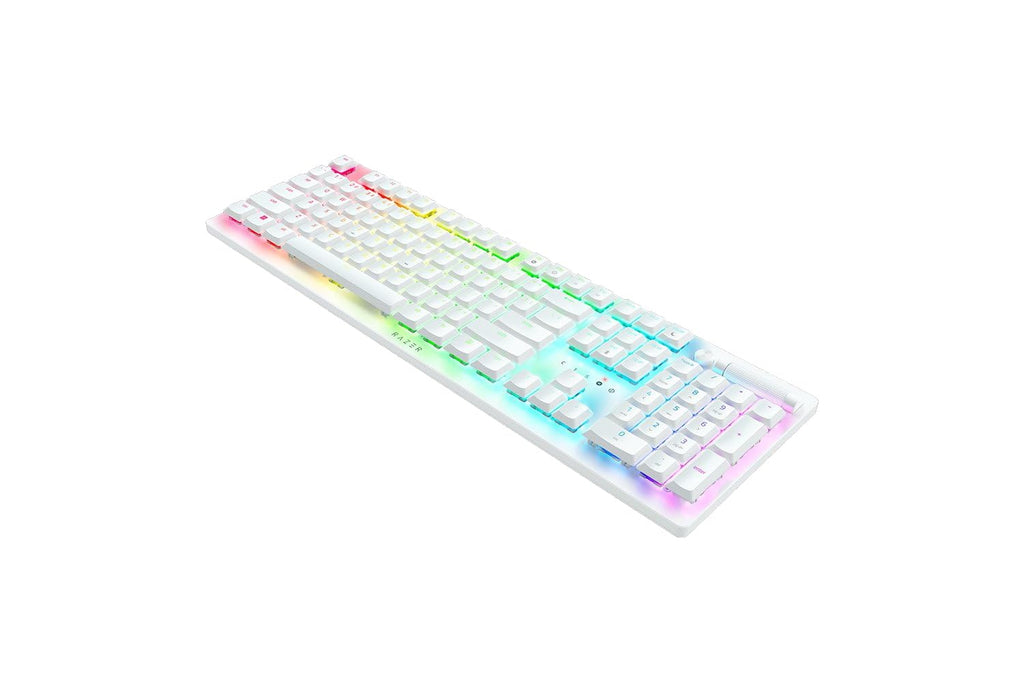 RAZER DEATHSTALKER V2 PRO - WIRELESS LOW PROFILE OPTICAL GAMING KEYBOARD (CLICKY PURPLE SWITCH) - WHITE RZ03-04363500-R3M1 – TechCure India