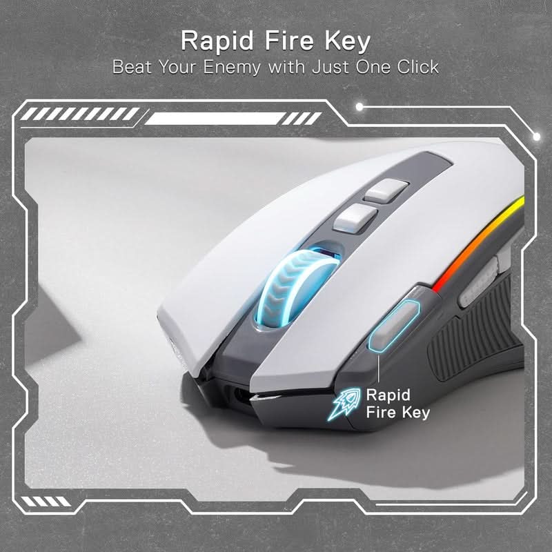 Redragon Predator Pro M612 PRO - RGB Wired, Wireless and Bluetooth Mouse (White and Grey) – TechCure India