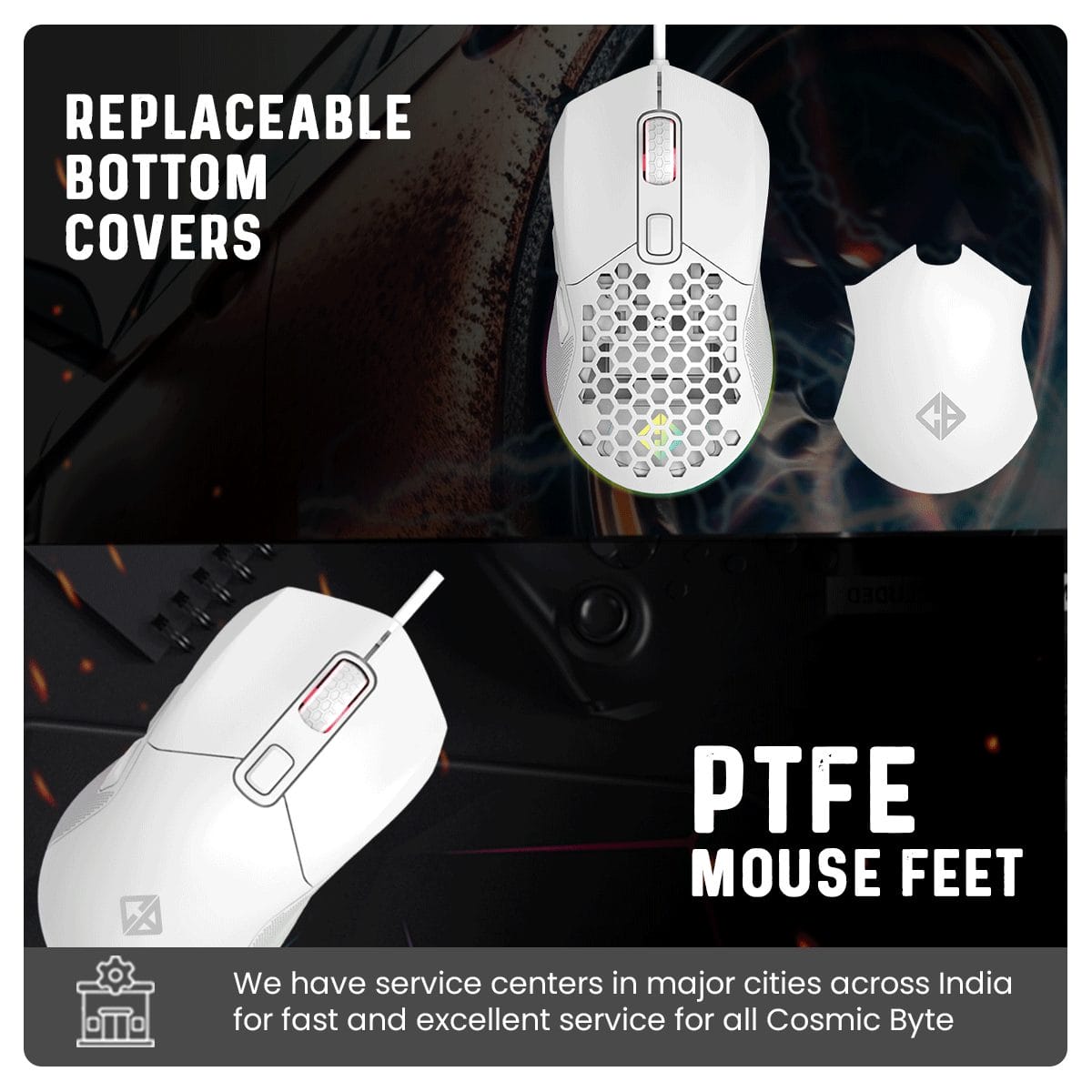 COSMIC BYTE FIRESTORM RGB (WHITE) GAMING MOUSE – TechCure India
