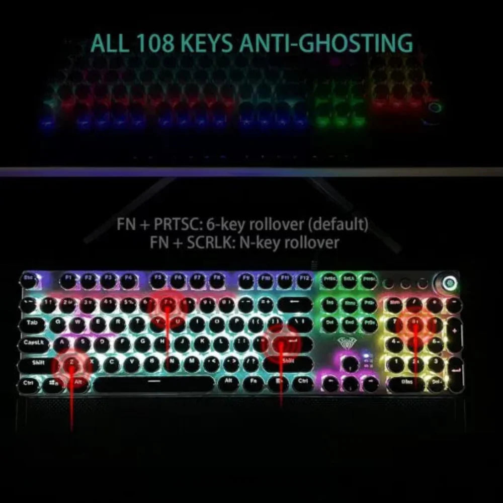 AULA F2088 Full Size Mechanical Wired Gaming Keyboard (Black) Brown Switches (F2088WHB) - 3