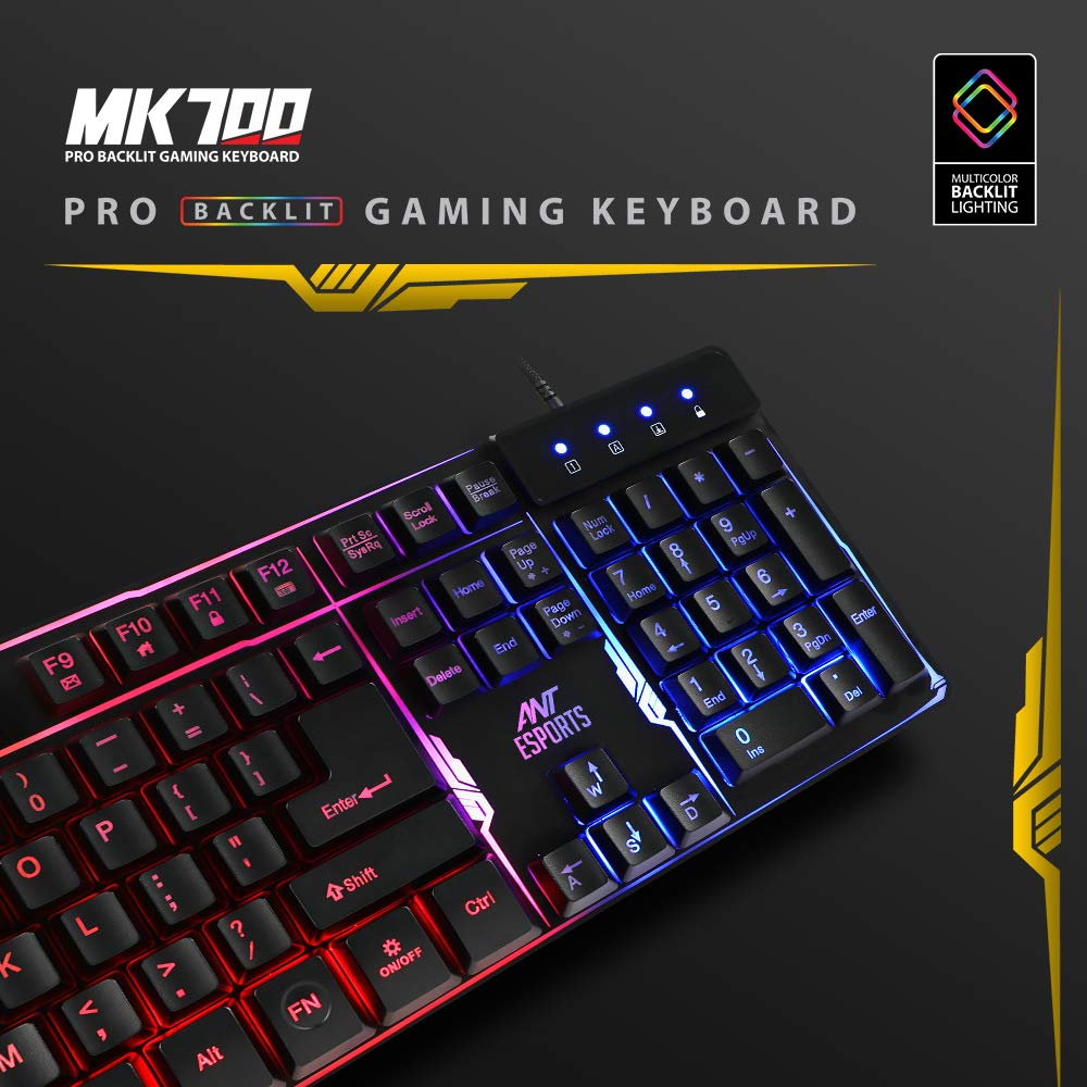 ANT ESPORTS MK700 PRO BACKLIT RAINBOW COLOR GAMING KEYBOARD – TechCure India