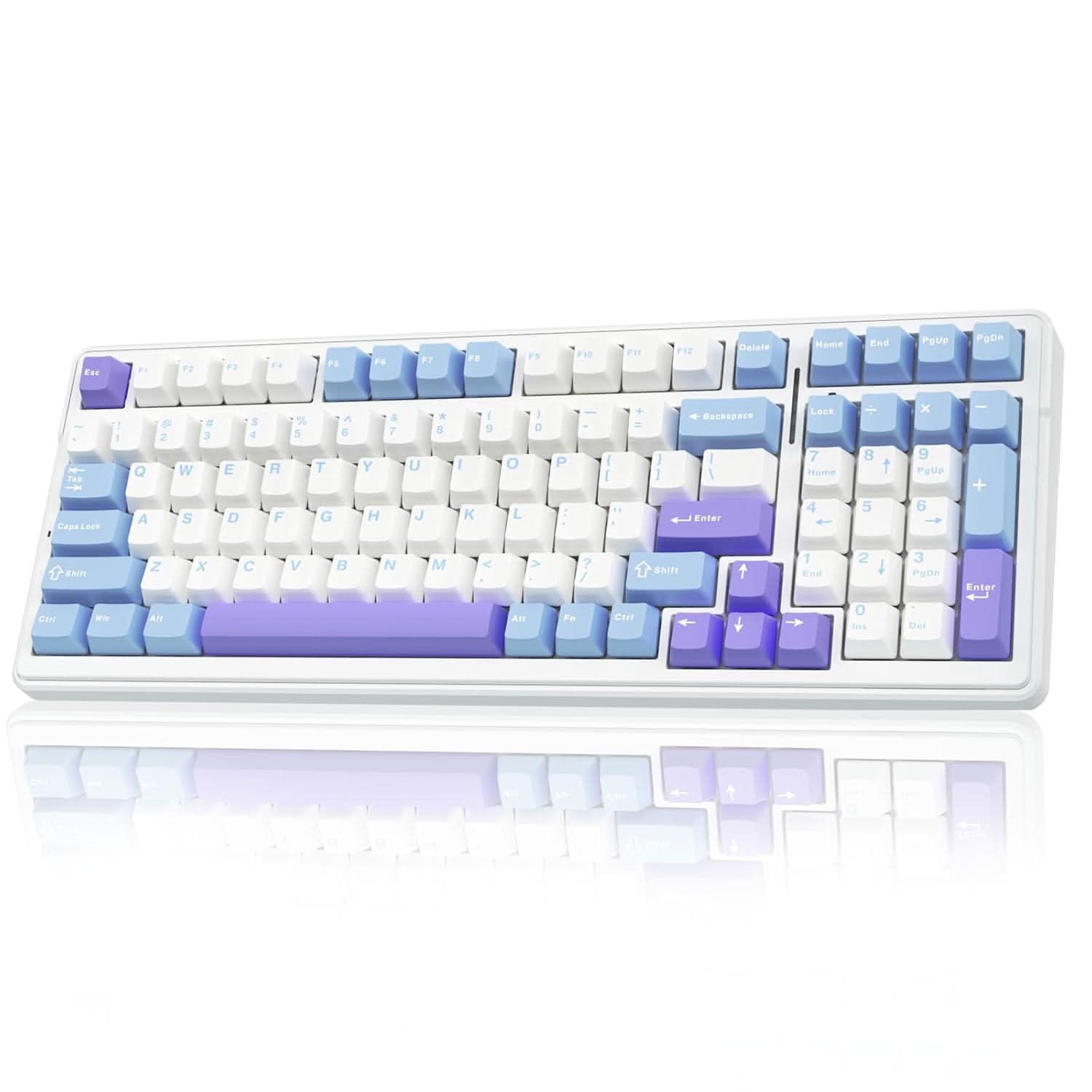 AULA F99 96% Wireless Mechanical Gaming Keyboard ( Graywood Switch ) ( White / Blue ) ( F99UWW )