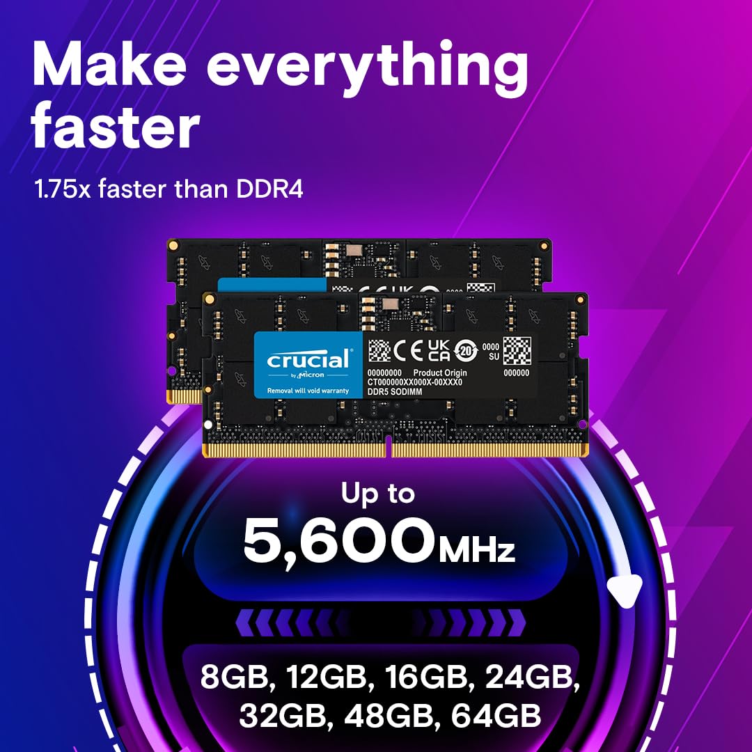 CRUCIAL 16GB KIT (2X8GB) DDR5-5600 CL46 LAPTOP RAM CT2K8G56C46S5 – TechCure India