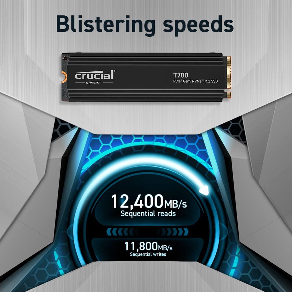 CRUCIAL T700 2TB M.2 NVME Gen5 Internal Solid State Drive ( SSD ) - 2