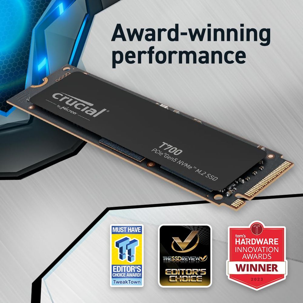 CRUCIAL T700 2TB M.2 NVME Gen5 Internal Solid State Drive ( SSD ) - 3
