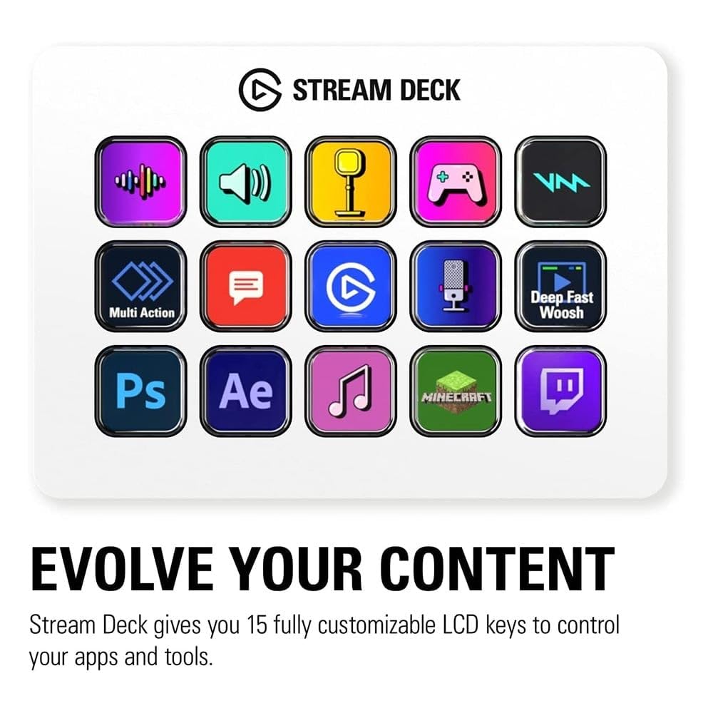 ELGATO STREAM DECK MK2 - 15 CUSTOMIZABLE LCD KEYS WHITE 10GBA9911 – TechCure India