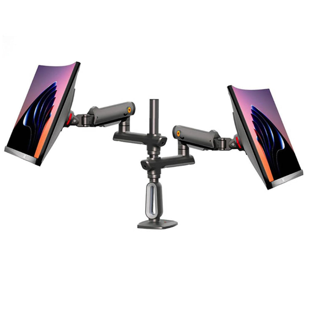 NB Ergonomic Dual Monitor Arm for 27–50 inch Screens, Gas Spring, Horizontal or Vertical Stacking
