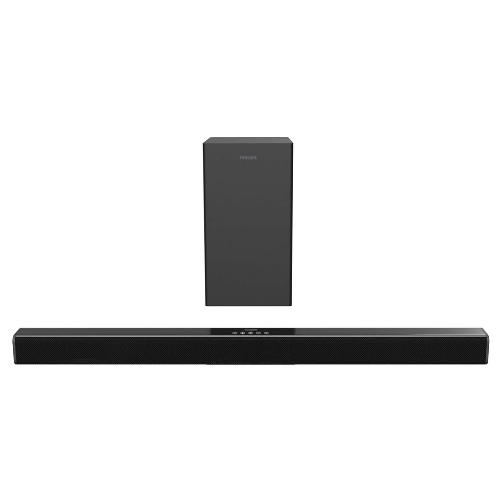 PHILIPS AUDIO TAB4218/94 2.1CH 120W BLUETOOTH SOUNDBAR WITH RICH BASS, 3 EQ MODES, MULTI-CONNECTIVITY OPTION WITH SUPPORTING USB, HDMI(ARC), OPTICAL, COAXIAL & AUX-IN (BLACK) – TechCure India