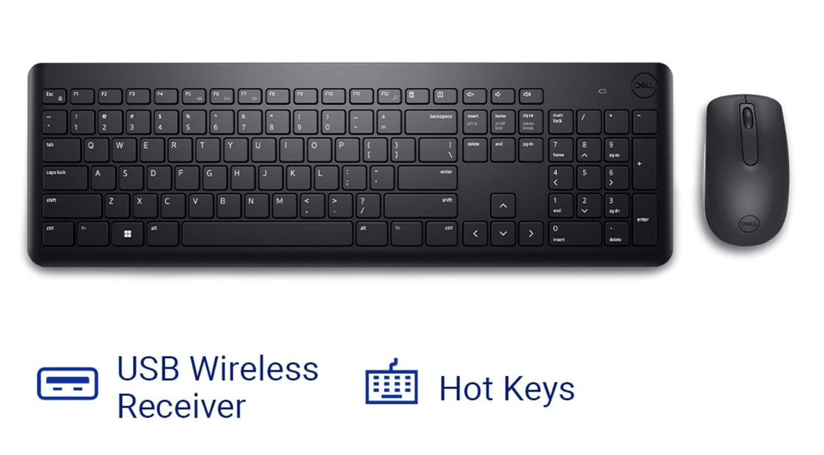 DELL KM3322W WIRELESS USB KEYBOARD AND MOUSE COMBO - BLACK – TechCure India