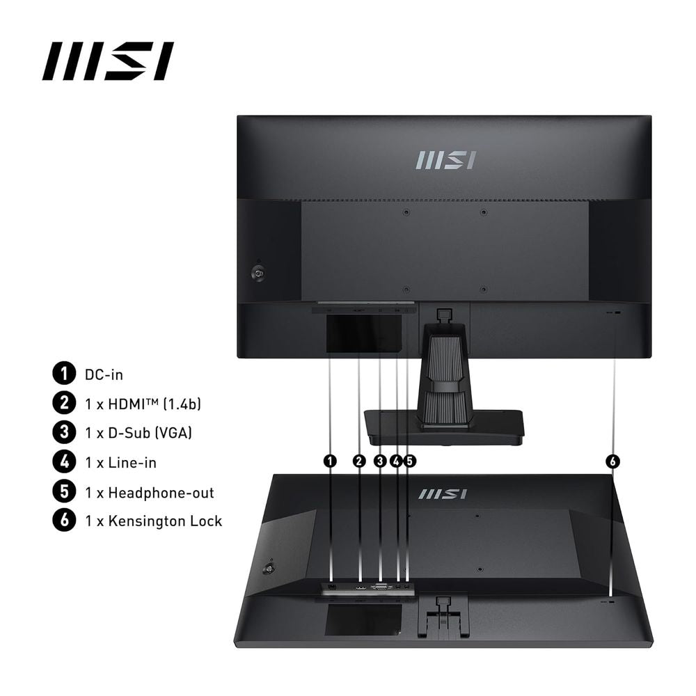 MSI Pro MP251 25 Inch FHD 100Hz IPS Panel 101%SRGB 1MS AMD Freesync Business Monitor - 2