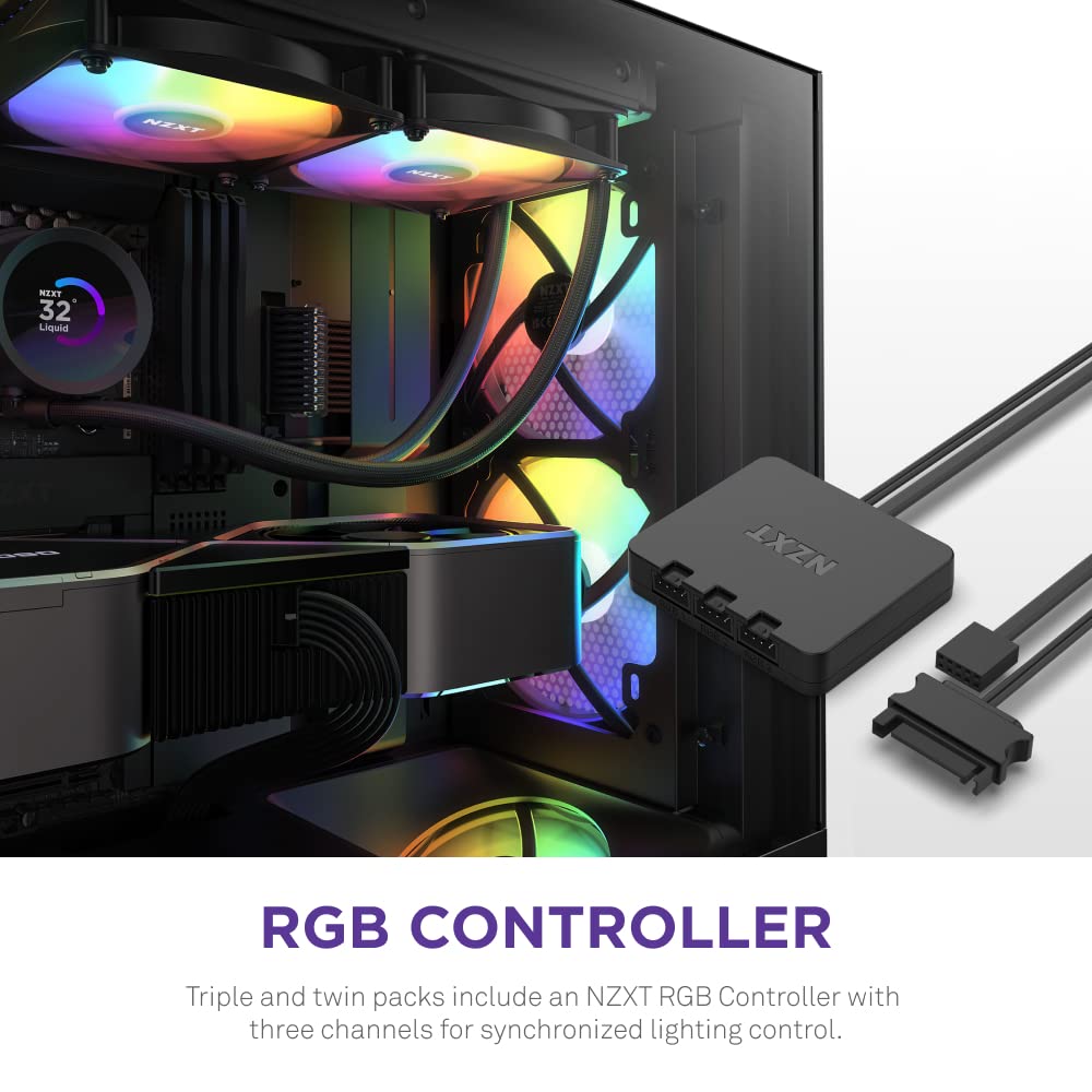 NZXT F120 RGB CORE 120MM CABINET FAN BLACK TRIPLE PACK (RF-C12TF-B1) – TechCure India