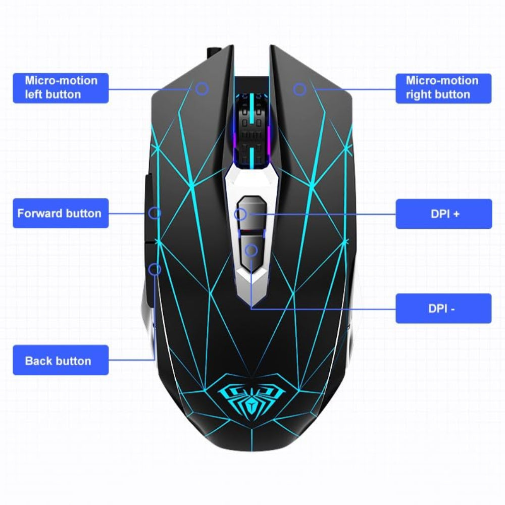 AULA T201 Full Size Membrane Wired Gaming Keyboard and Mouse Combo ( Black ) - 3