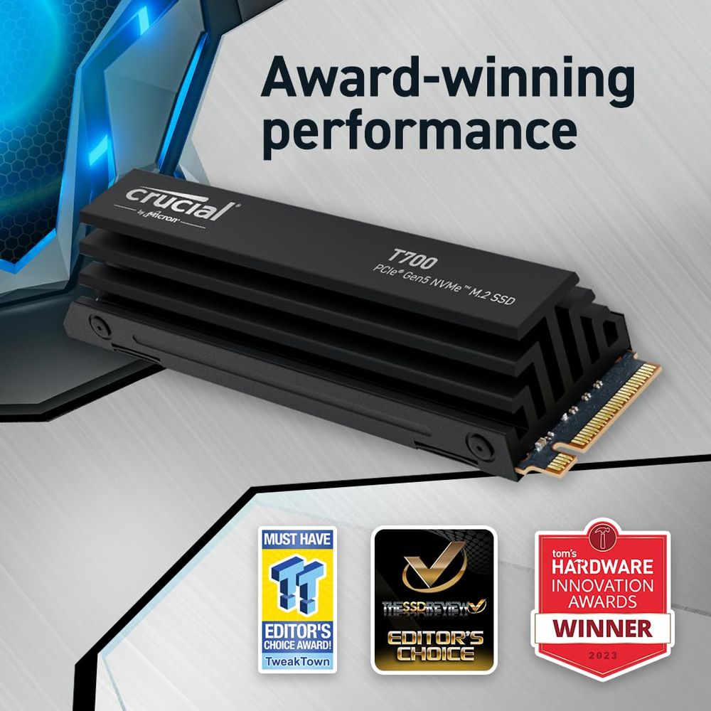 CRUCIAL T700 1TB M.2 NVME Gen5 Internal Solid State Drive ( SSD ) - 2
