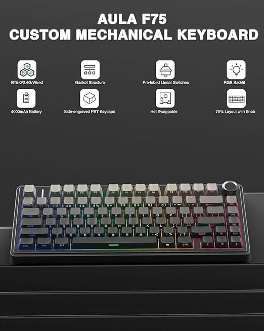 Aula F75 GRADIENT GREY REAPER SWITCH KEYBOARD – TechCure India