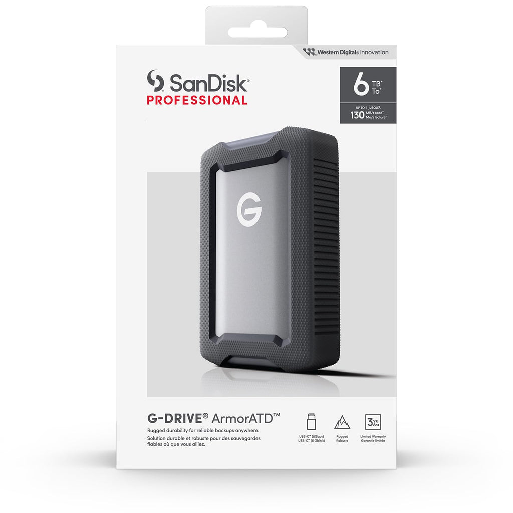 SANDISK PROFESSIONAL 6TB G-DRIVE ARMORATD - EXTERNAL HARD DRIVE HDD, SDPHE1G-006T-GBAND – TechCure India