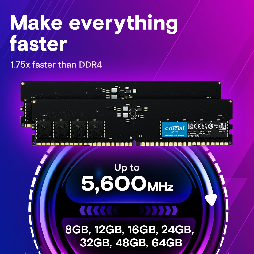 CRUCIAL 32GB DDR5-5600 UDIMM CL46 RAM CT32G56C46U5 – TechCure India