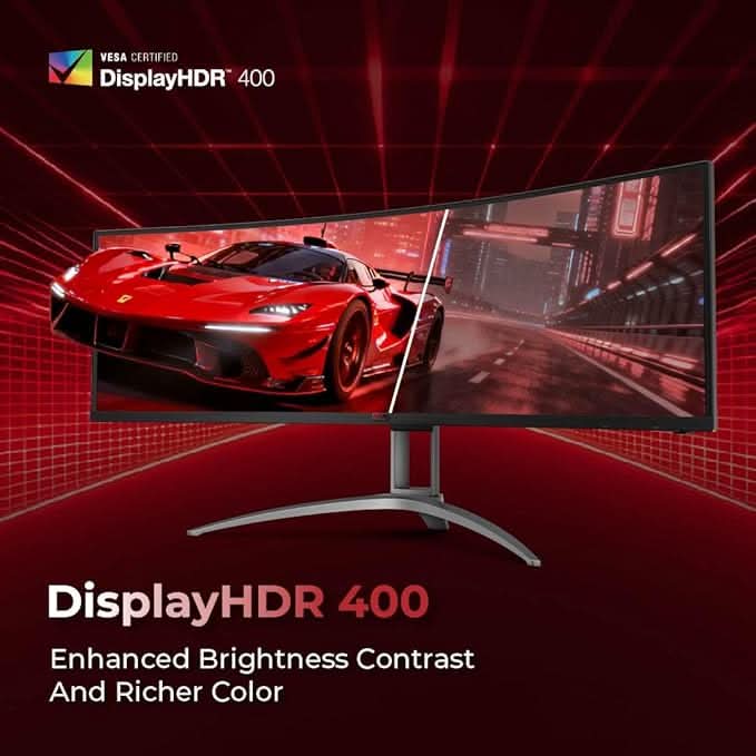 AOC AG493UCX2 48.8 Curved Gaming Monitor - Black | Dual-QHD 5120×1440 (32:9) |165Hz Refresh |1ms MPRT, FreeSync Premium | DisplayHDR400 | USB-C & KVM | UltraWide VA Panel – TechCure India