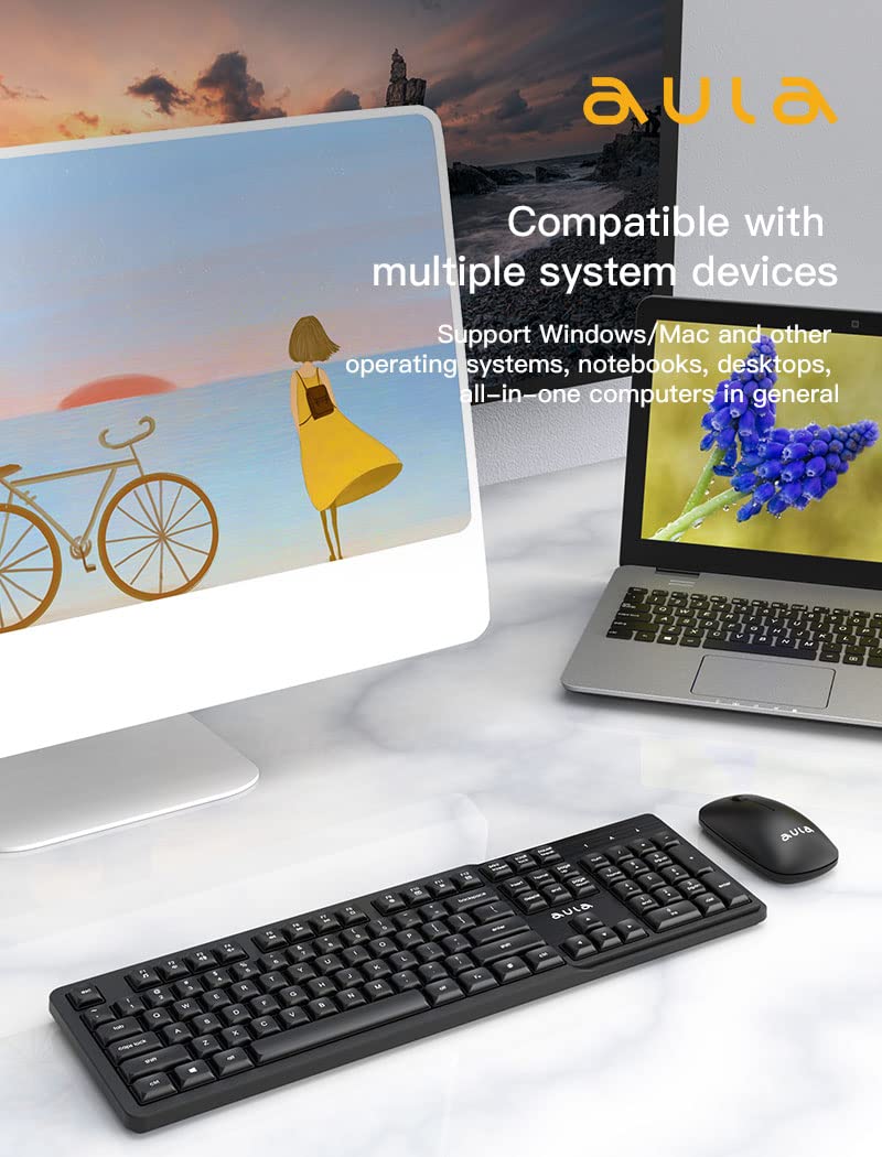 AULA WIRELESS KEYBOARD & MOUSE COMBO,AC202B, BLACK – TechCure India