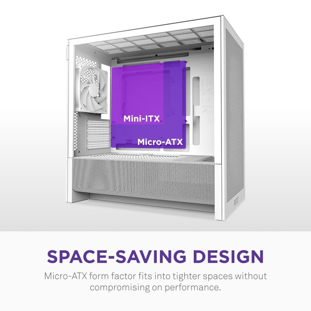 NZXT H3 FLOW (2025) MICRO-ATX MID-TOWER GAMING CABINET - WHITE (CC-H31FW-01) – TechCure India