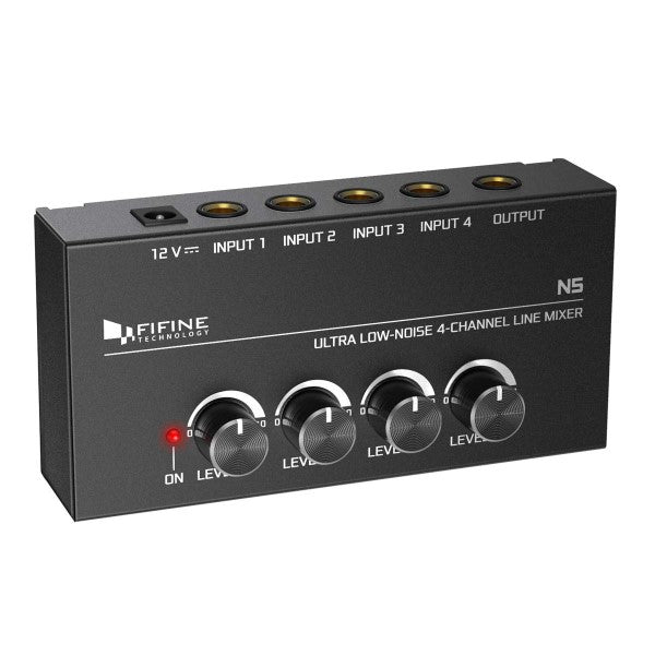 Fifine N5 - Four-Channel Line Mixer With Individual Volume Controls – TechCure India