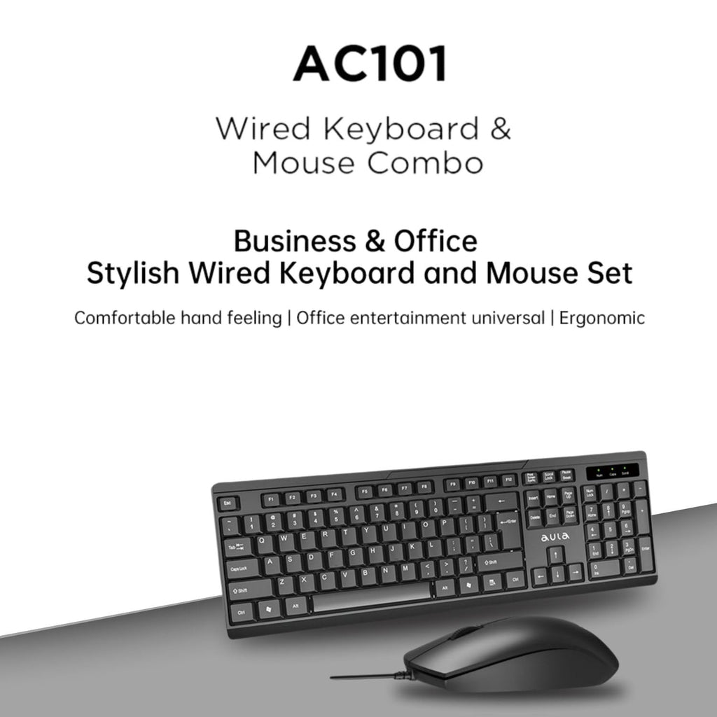 AULA AC101 WIRED KEYBOARD AND MOUSE COMBO | BLACK – TechCure India