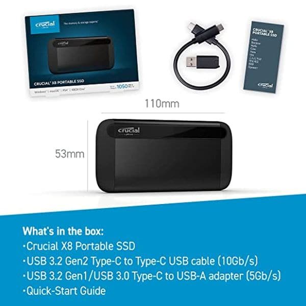 CRUCIAL X8 2TB Portable Solid State Drive (SSD) - 4