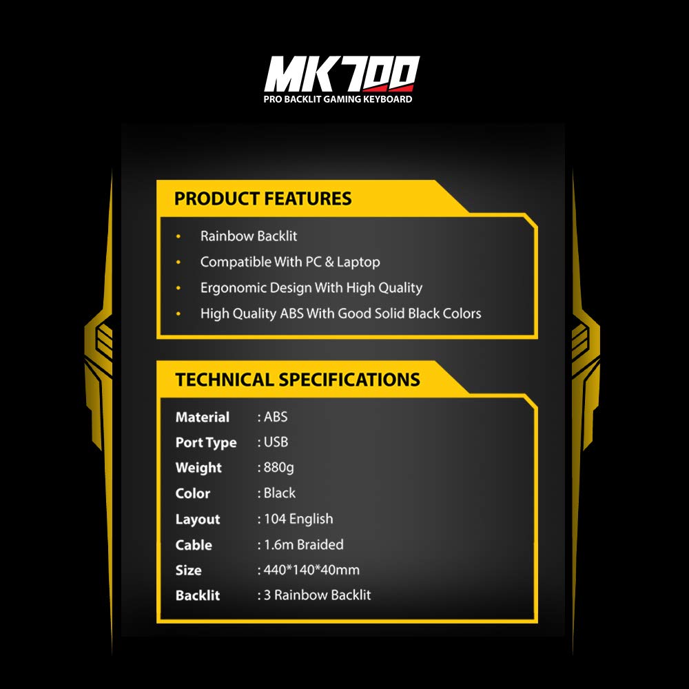 ANT ESPORTS MK700 PRO BACKLIT RAINBOW COLOR GAMING KEYBOARD – TechCure India