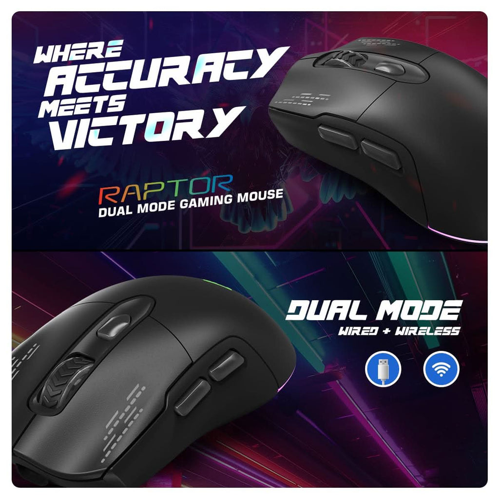COSMIC BYTE RAPTOR DUAL MODE RGB MOUSE (BLACK) – TechCure India