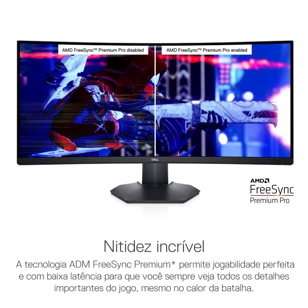 DELL S3422DWG 34 Inch QHD 144Hz VA Panel 99%SRGB 2MS AMD Freesync Curved Gaming Monitor - 3