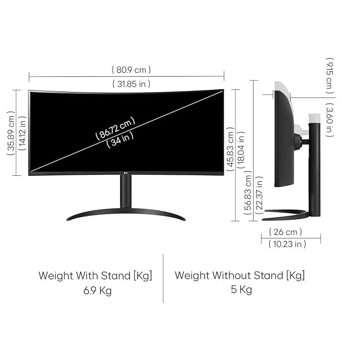 LG 34WR55QK 34 Inch UltraWide WQHD Curved Monitor – TechCure India