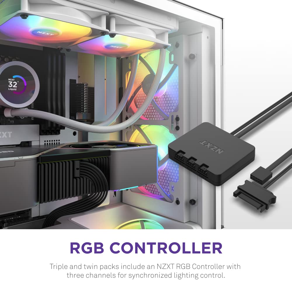 NZXT F120RGB CORE - 120MM RGB FAN - TRIPLE PACK (WHITE) W/RGB CONTROLLER RF-C12TF-W1 – TechCure India