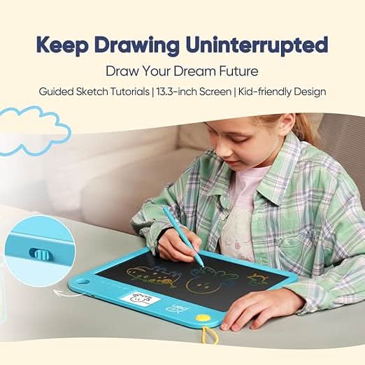 XP Pen Doodle Learning Board, 13.3 Inch LCD Writing Tablet for Kids, Educational Drawing Pad, Blue – TechCure India