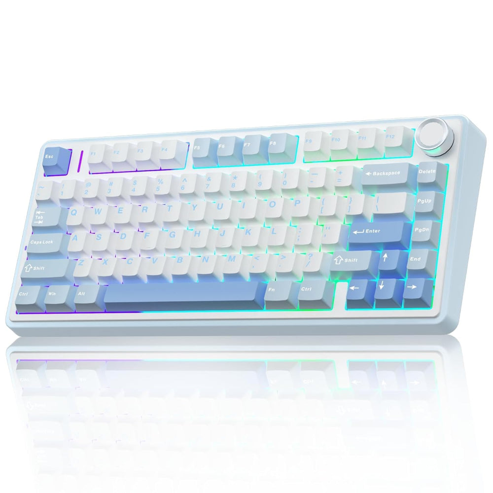 AULA F75 75% Mechanical Wireless Gaming Keyboard ( Sea Blue ) ( Graywood Switch ) ( F75SUW ) – TechCure India