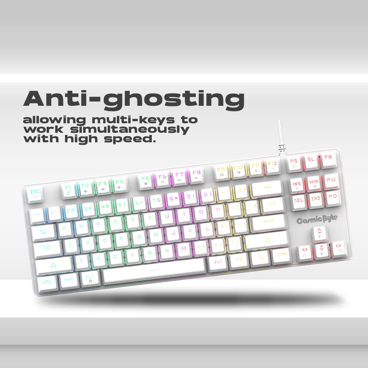 COSMIC BYTE CB-GK-37 FIREFLY (WHITE) GAMING KEYBOARD RGB RED SWITCH WHITE – TechCure India