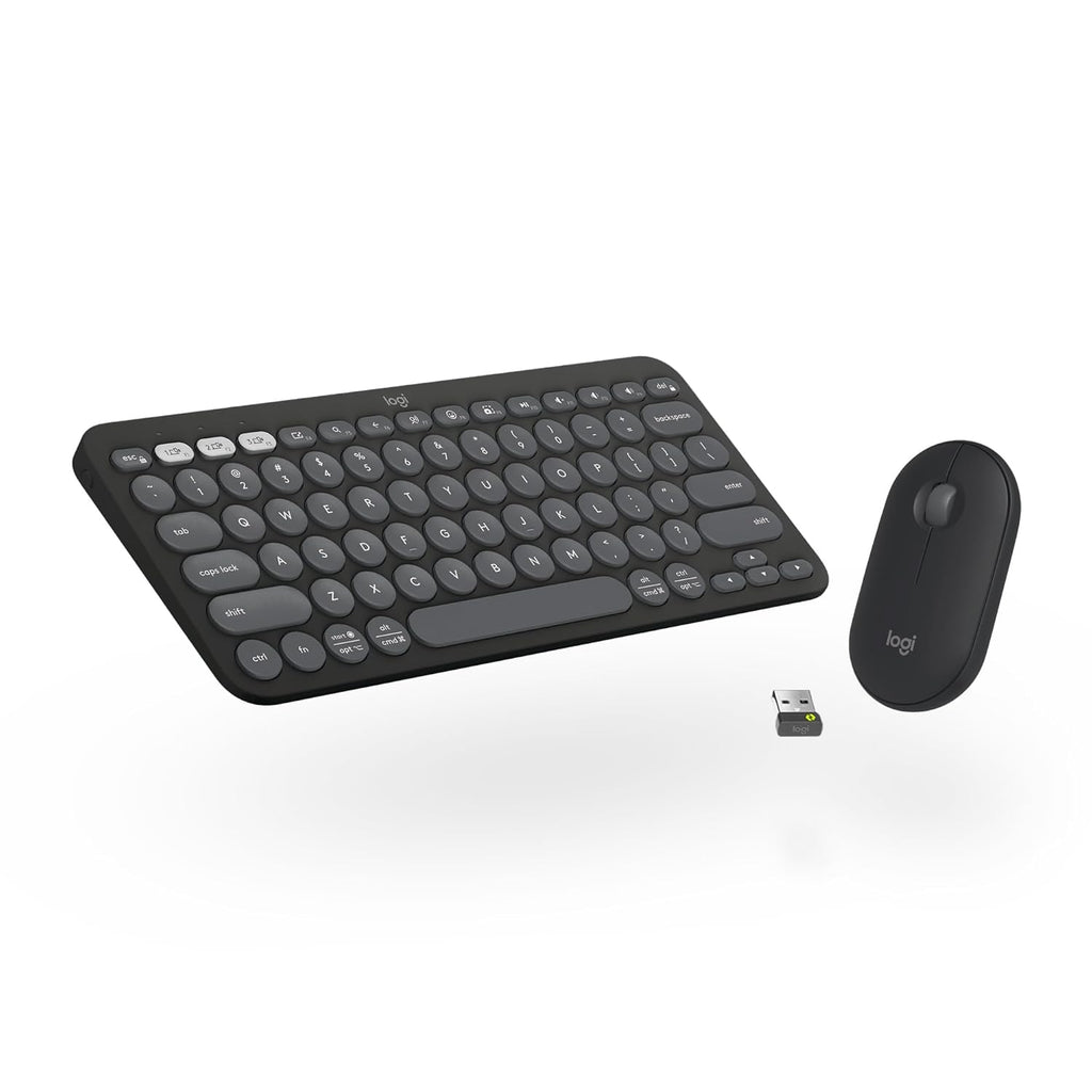 LOGITECH PEBBLE 2 COMBO WIRELESS KEYBOARD AND MOUSE GRAPHITE – TechCure India