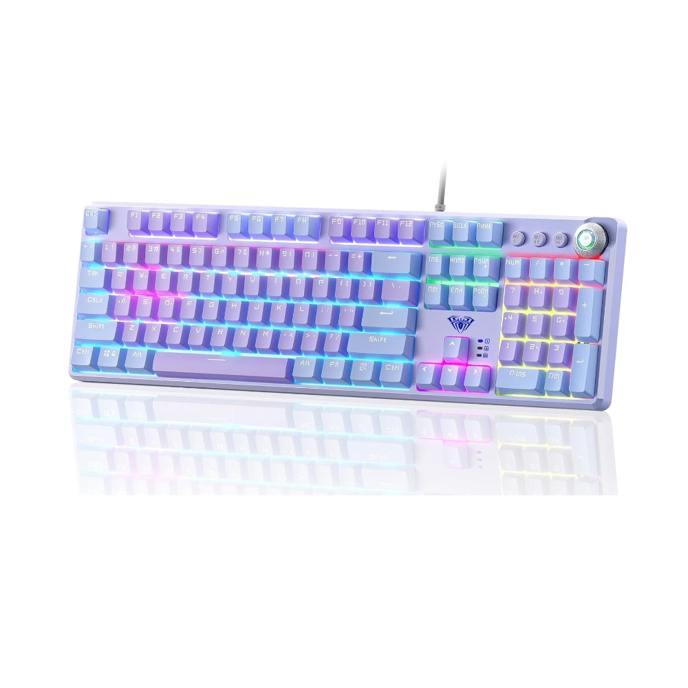 AULA F2088 Pro Full Size RGB Wired-USB Mechanical Gaming Keyboard ( Purple ) ( Red Switch ) (F2088ProPr) – TechCure India