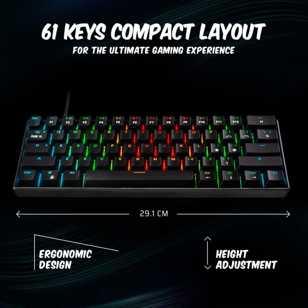 COSMIC BYTE CB-GK-32 Themis 60% Mechanical Wired Gaming Keyboard ( Black ) ( Red Switch ) - 2