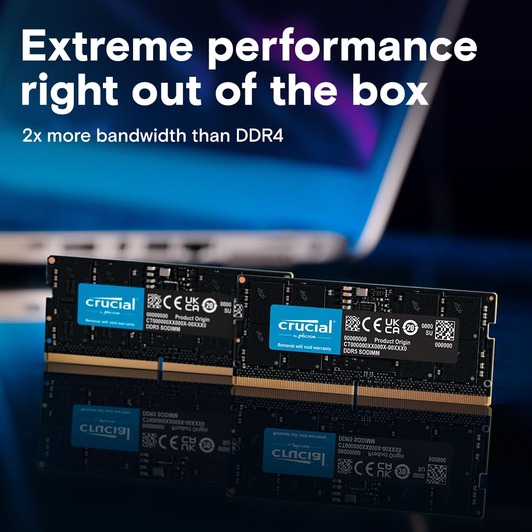 CRUCIAL 8GB DDR5-4800 SODIMM CL40 RAM CT8G48C40S5 – TechCure India