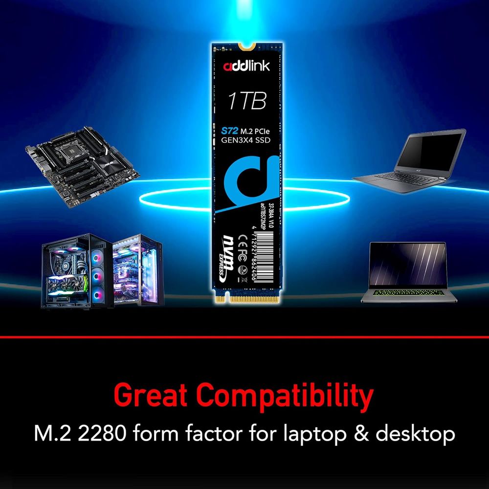 ADDLINK S72 1TB M.2 NVME Gen3 Internal Solid State Drive ( SSD ) - 2