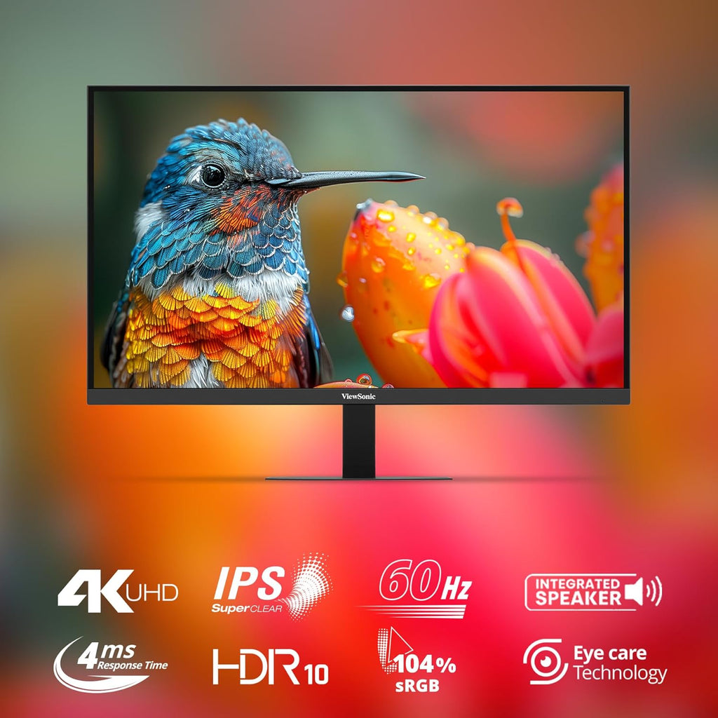 VIEWSONIC VA2708-4K-MHD, 27-INCH (68.58CM) 4K UHD MONITOR, SUPERCLEAR IPS, HDR10, SRGB 104%, 1.07B COLORS, DUAL SPEAKERS, DUAL HDMI 2.0, DP, EYE PROTECH+, 3-SIDED FRAMELESS, SLIM DESIGN – TechCure India