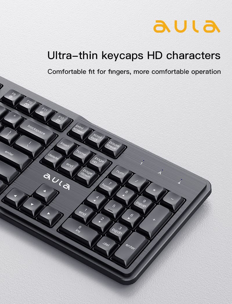 AULA WIRELESS KEYBOARD & MOUSE COMBO,AC202B, BLACK – TechCure India