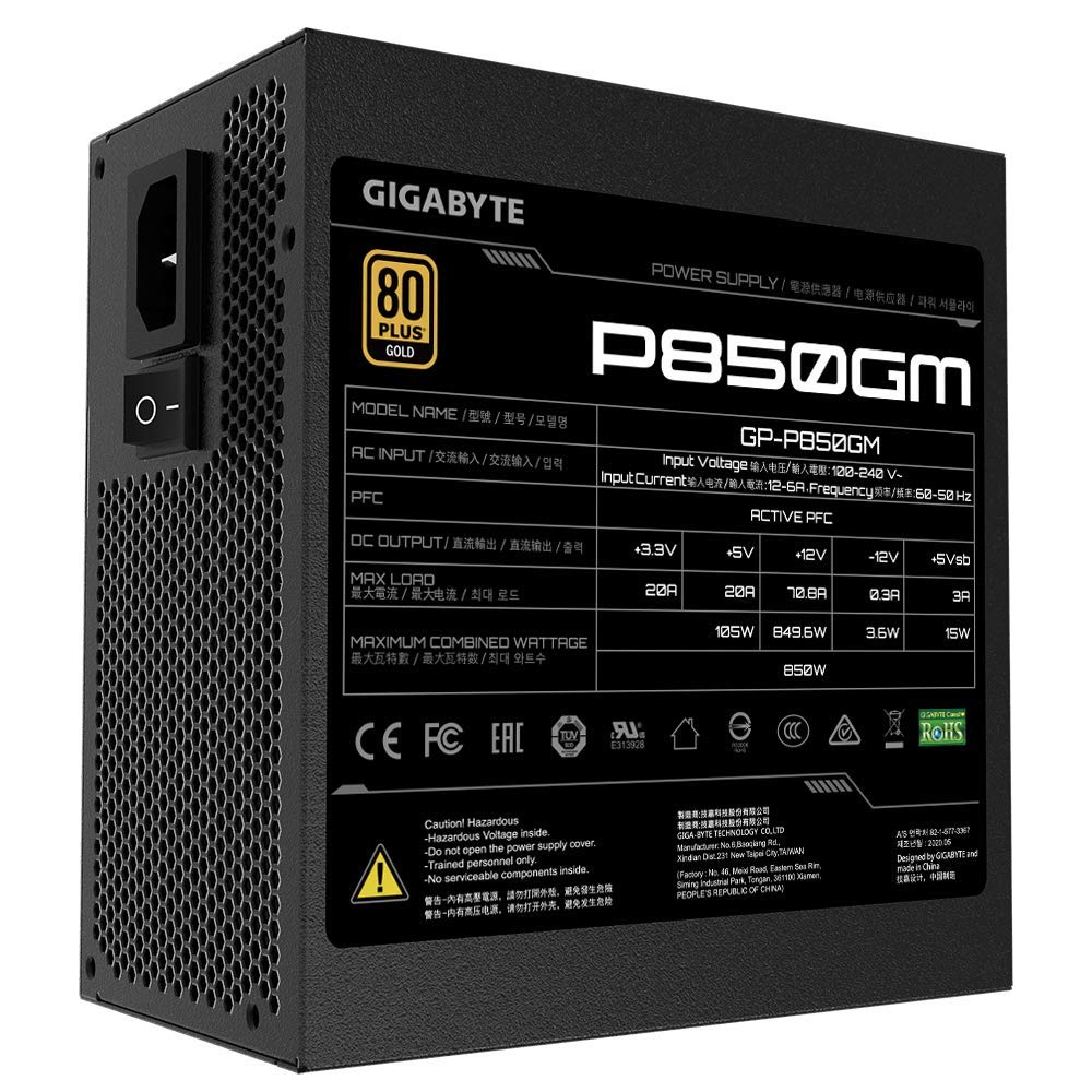 GIGABYTE 850W P850GM 80 PLUS GOLD FULLY MODULAR SMPS – TechCure India