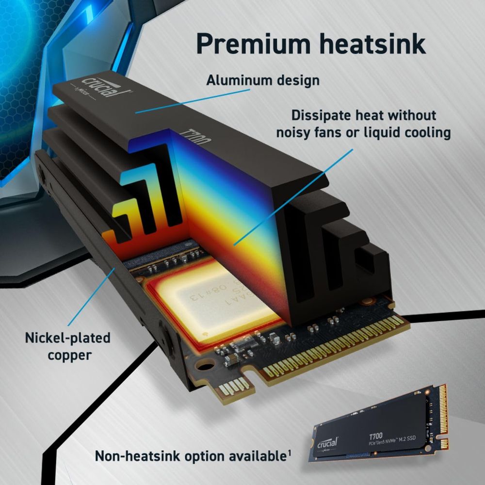 CRUCIAL T700 1TB M.2 NVME Gen5 Internal Solid State Drive ( SSD ) - 4