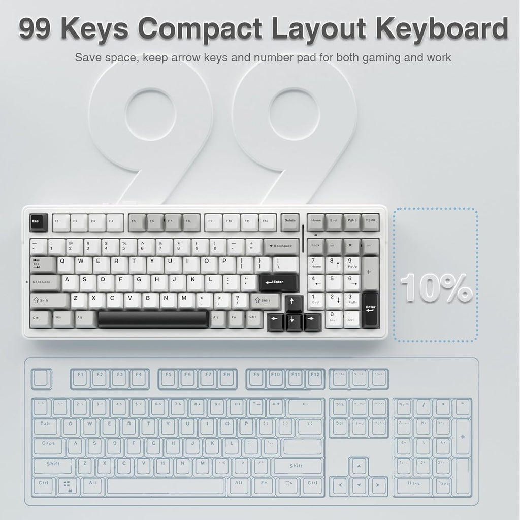 AULA F99 GRAY WHITE GRAYWOOD SWITCH MECHANICAL GAMING KEYBOARD – TechCure India