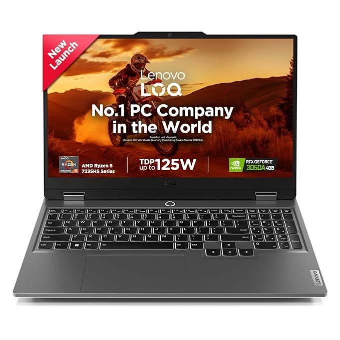 Lenovo LOQ AMD Ryzen 5 7235HS | NVIDIA RTX 3050A 4GB (16GB RAM/512GB SSD/144Hz Refresh Rate/15.6" (39.6cm)/Windows 11/Office Home 2024/3 Mon. Game Pass/Grey/2.4Kg), 83JC00LSIN AI Gaming Laptop – TechCure India
