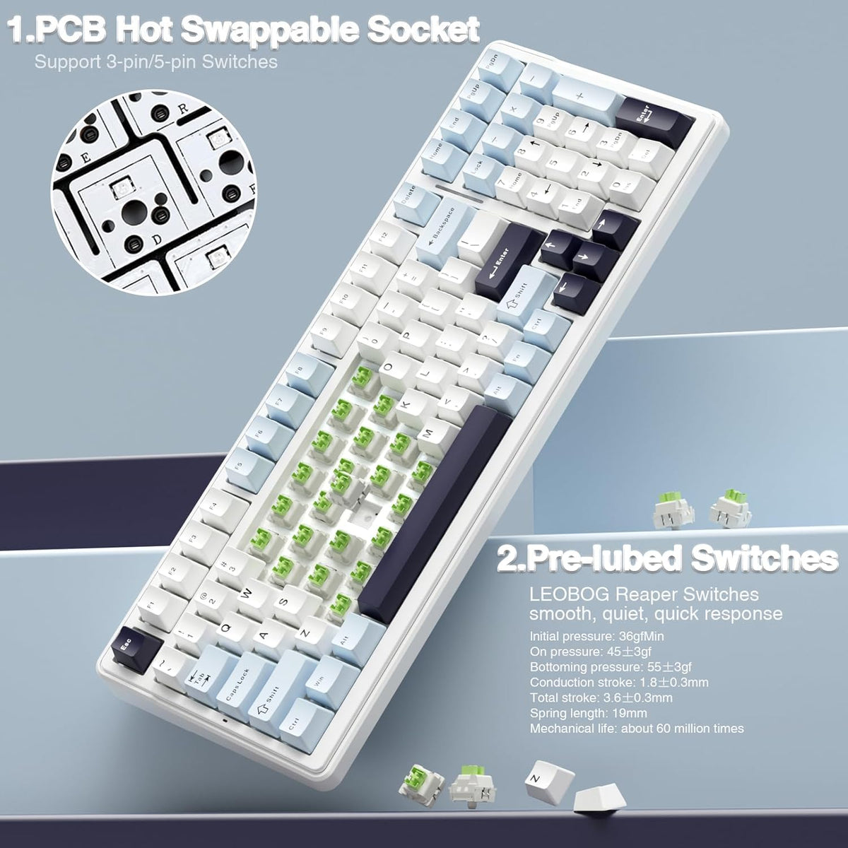 AULA F99 ICE BLUE REAPER SWITCH MECHANICAL GAMING KEYBOARD – TechCure India